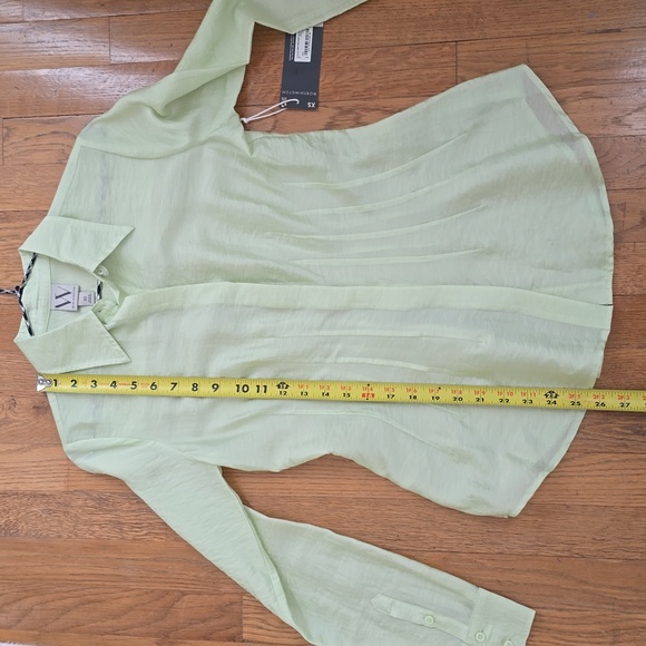 WORTHINGTON BRAND WOMEN'S LIME GREEN LONG SLEEVES FRONT BUTTON SHIRT SIZE XS - Picture 9 of 14